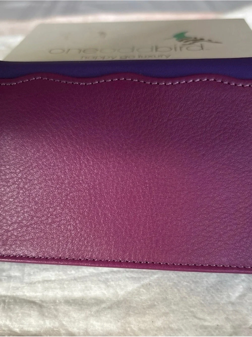Oneoddbird Purple Leather Clutch Folio Document Photo Wallet Organization Travel